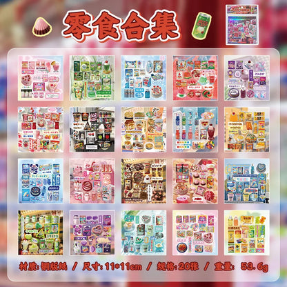 Mr. Paper Cute Foods Scrapbooking Sticker Book | Vintage Fruit Cake Sticker Set for DIY Crafts