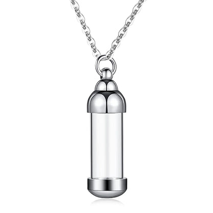 Small Glass Cremation Urn Vial Necklace for Ashes | Memorial Pet Charm