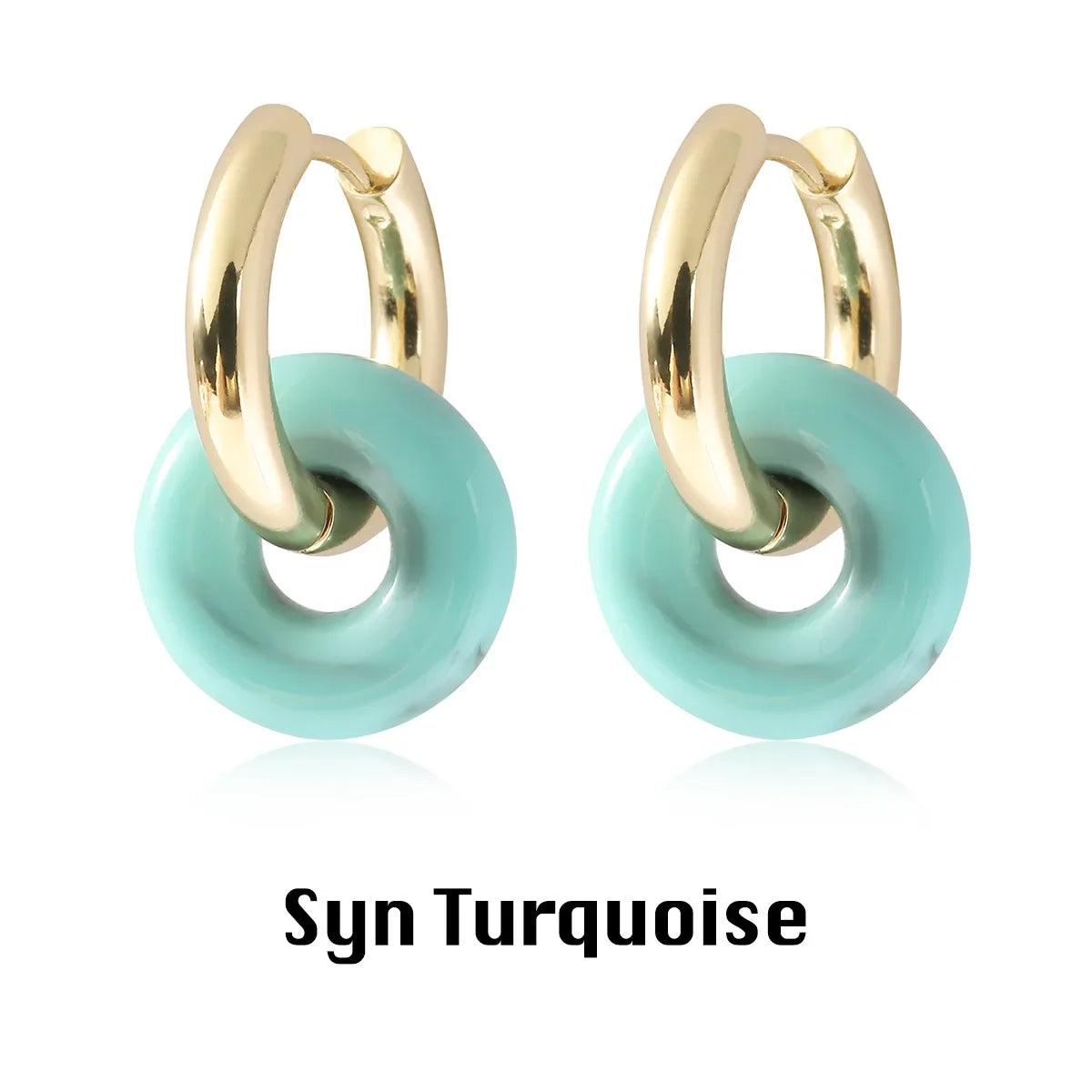 Natural Stone Double Hoop Earrings | Crystal Circle Dangle Drops for Women