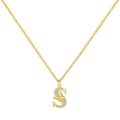 925 Sterling Silver Butterfly Initial Necklace | 26 Letter Y-Shaped Pendant for Women