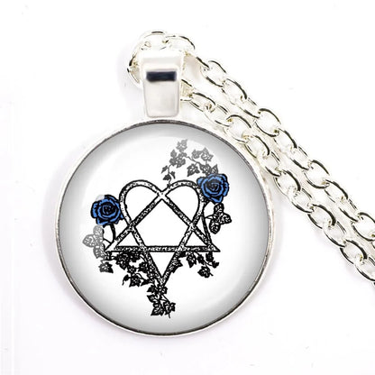 Hip Hop Rock Glass Cabochon Pendant Necklace | Music Band Jewelry