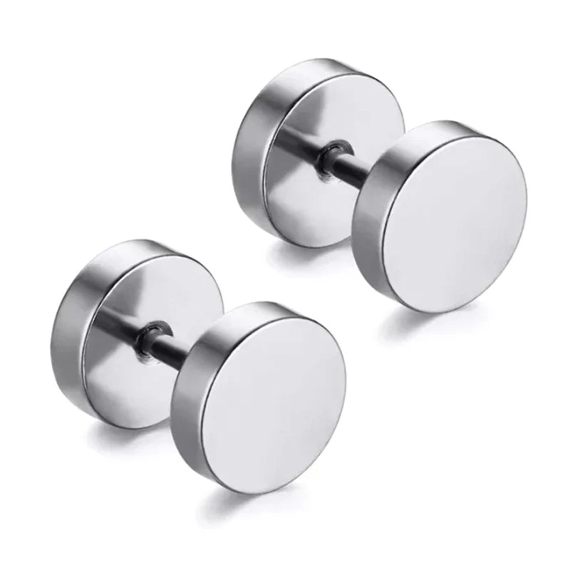 Punk Stainless Steel Stud Earrings Set | Unisex Gothic Hip Hop Ear Piercing Jewelry