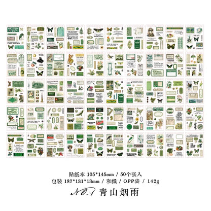 Vintage Collage Stickers Pack | 50 Retro Washi Paper Decals for Junk Journaling
