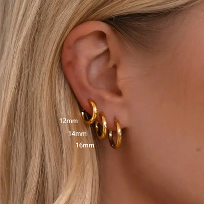 2.5mm Stainless Steel Hoop Earrings Set | Gold Color Stackable Round Hoops for Unisex