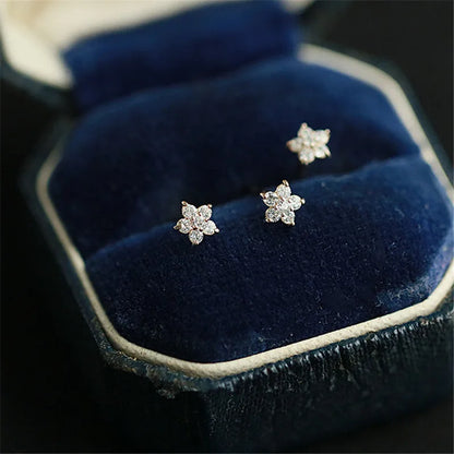 925 Sterling Silver Stud Earrings with Pavé Crystal Star | Simple Fashion Jewelry for Women