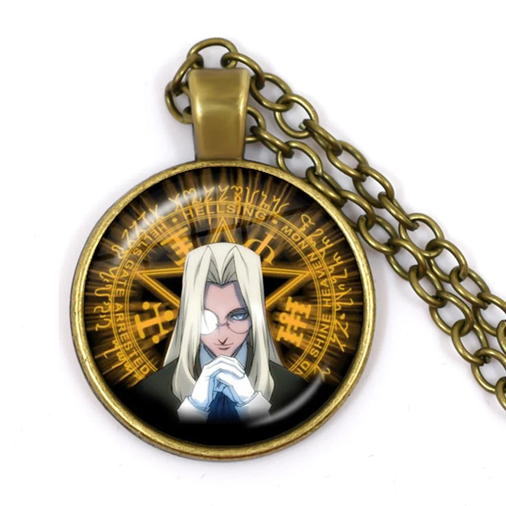 Gothic Alucard Pentagram Pendant Necklace | 25mm Glass Cabochon Statement Jewelry