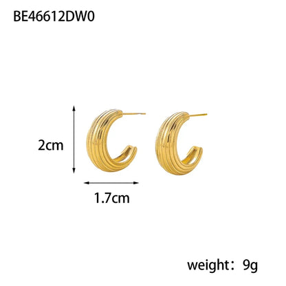 CARLIDANA Connected Double Ring CC Shape Gold Earrings | Stainless Steel PVD Gold Plated Stud Earrings