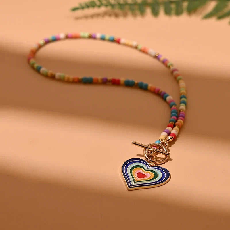 Colorful Stone Choker Necklace | Round Evil Charm Pendant for Women