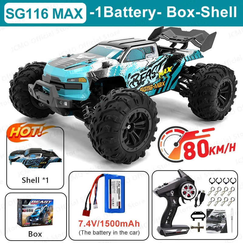 SG116MAX 80KM/H High Speed RC Car Brushless 4WD Off-Road Drift Remote Control Car 1:16 Professional Racing Cars SG116PRO 40KM/H