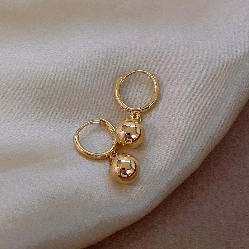 Smooth Ball Drop Earrings for Women | Creative Gold White Rosegold Dangle Jewelry