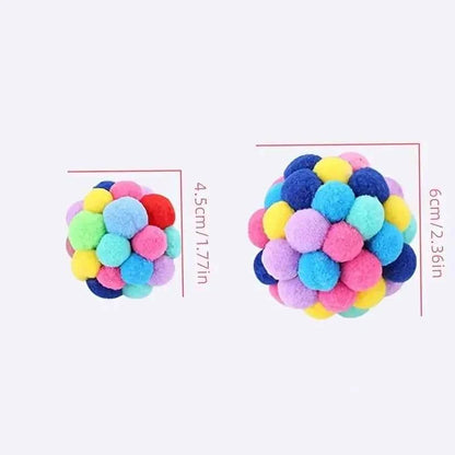 Cat Plush Bell Ball Toy – Colorful Woolen Self-Play Ball