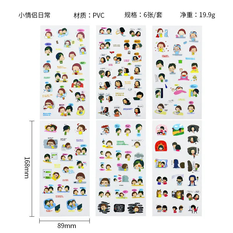 6Pcs Waterproof Cartoon Sticker Set | Cute DIY Decals for Laptops, Phones, and Planners