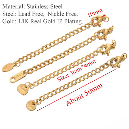 10pcs Stainless Steel Extension Chains with Lobster Clasps | DIY Jewelry Findings