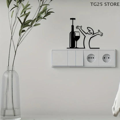 Line Figure Metal Poster for Living Room | Modern Switch Sticker Wall Art