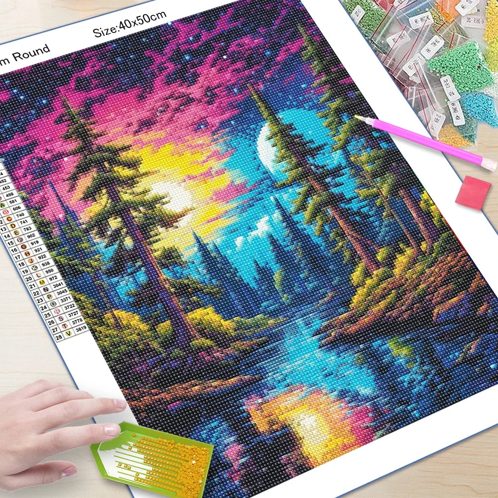 5D Diamond Art Painting Aurora Landscape DIY Mosaic Embroidery Kit