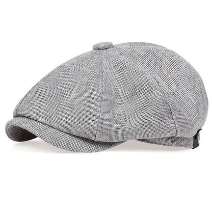 Retro Men’s Newsboy Cap – Classic Herringbone Octagonal Hat, British Style Flat Cap for Autumn & Winter, Vintage Painter Beret
