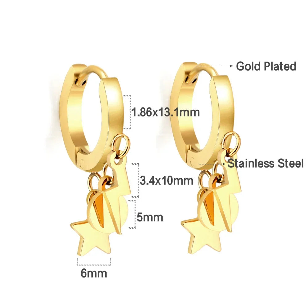 LUXUSTEEL Stainless Steel Cross Hoop Earrings | Colorful Fashion Jewelry for Women