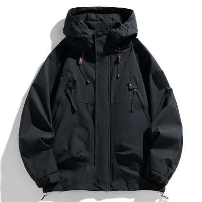 Men’s Waterproof Windbreaker Hooded Jacket – Lightweight Zipper Softshell Bomber for Hiking, Camping & Everyday Wear