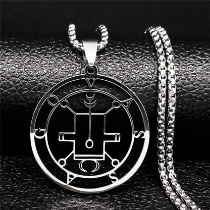 Sigeal Sigil De Lucifer Stainless Steel Satan Necklace | Asmoday Key Baphomet Pendant Jewelry