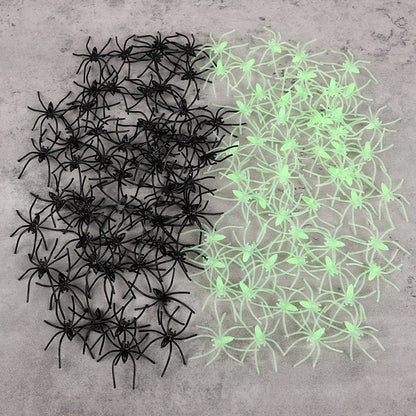 50-100Pcs Halloween Luminous Spiders Scary Trick Spider Indoor & Outdoor Haunted House Decorative Props Halloween Party Supplies