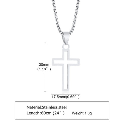 Plain Cross Necklace for Men and Boys | Stainless Steel Silver Tone Religious Jewelry
