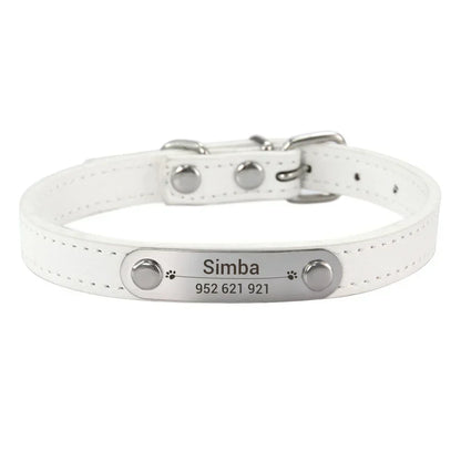 Personalized Dog Collar with Name Engraving – Anti-Lost PU Leather Collar for Dogs and Cats