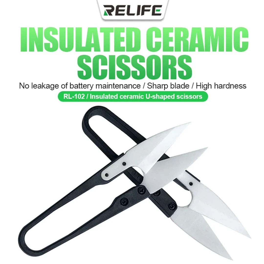 RELIFE RL-102 Ceramic Insulated U-Scissors | High Hardness Battery Cable Cutting Tool