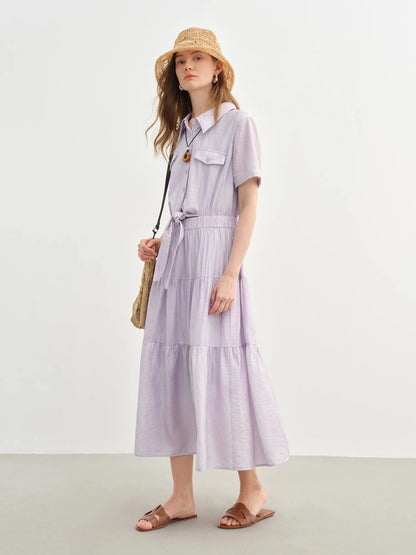 Elegant Women’s Lyocell Shirt Dress Romantic Summer Chic