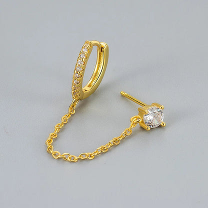 4PC Chain Huggie Earring Set | Flower Tragus Hoop Earrings for Women