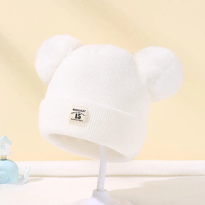 Autumn Winter Baby Warm Knitted Hats With Pom Kids Knit Beanie Hat Solid Color Children Hat For Boys Girls Accessories