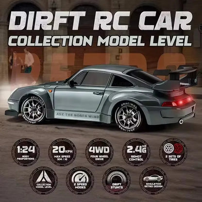 New 4WD Remote Control Drift Car Full Size 1:24 Mini Remote Control Racing Car Model 2.4G Radio High Speed RC Car Boy Toy Gift
