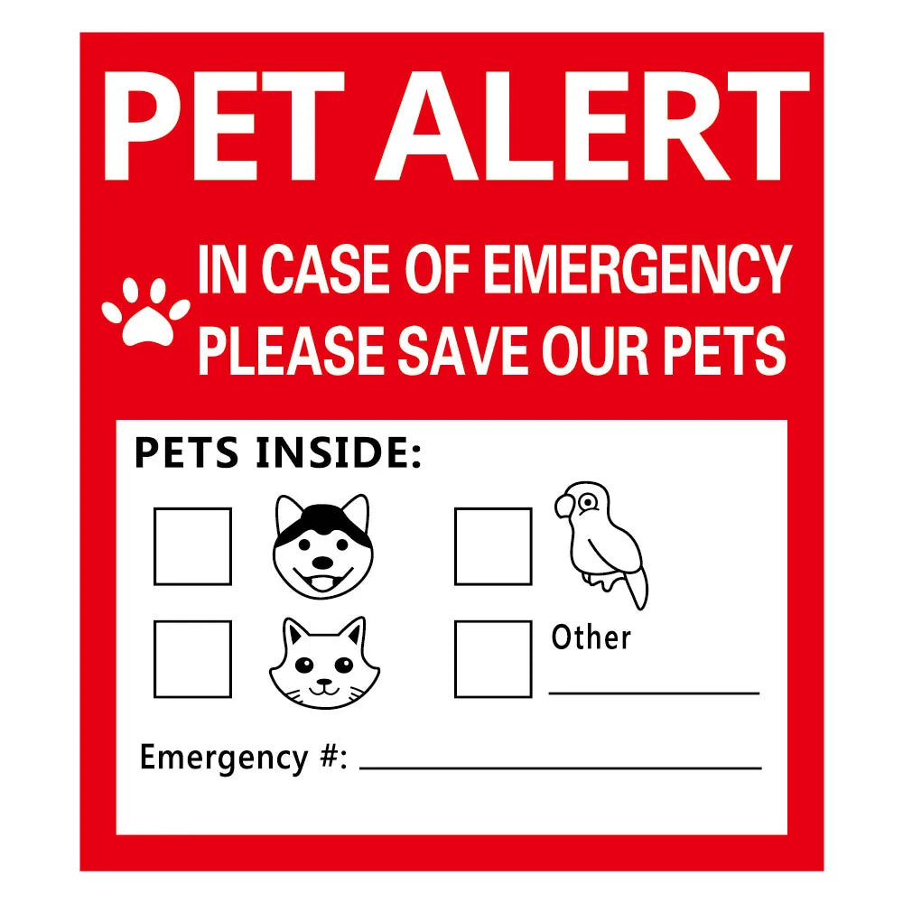 Pet Alert Safety Stickers for Fire Rescue | Emergency Pet Inside Decal for Window or Door