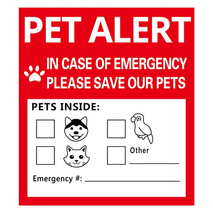 Pet Alert Safety Stickers for Fire Rescue | Emergency Pet Inside Decal for Window or Door