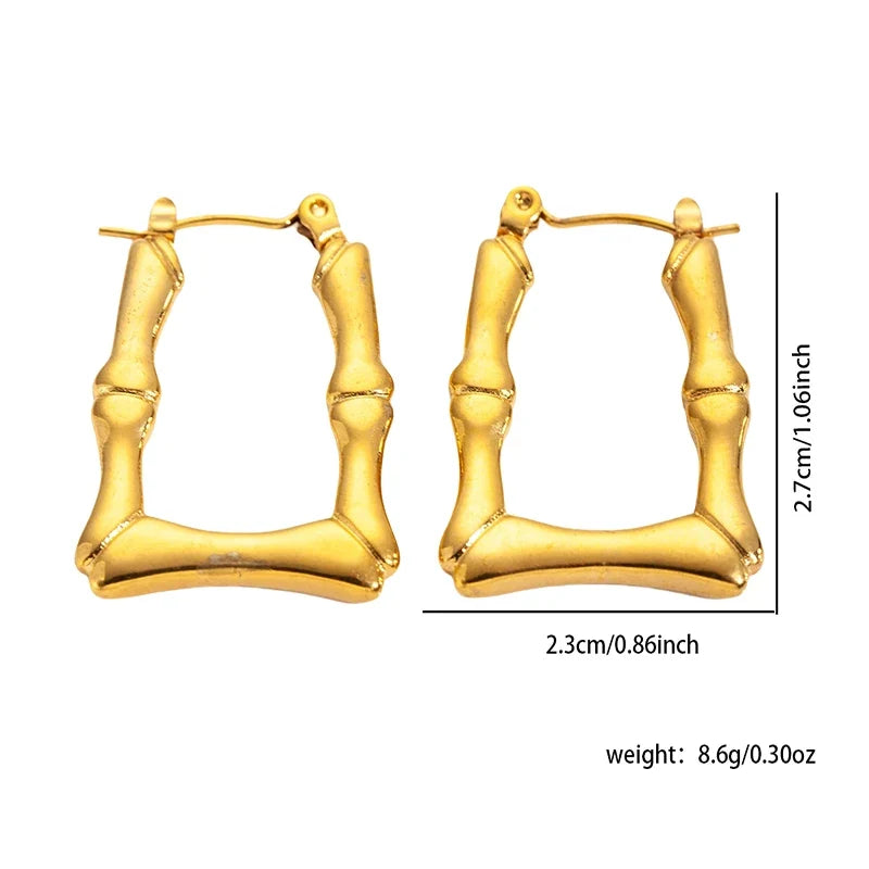 ANENJERY 316L Stainless Steel Hollow Square Texture Drop Earrings | Hypoallergenic Geometric Jewelry for Women