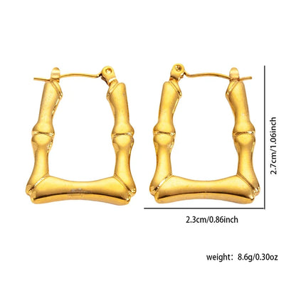 ANENJERY 316L Stainless Steel Hollow Square Texture Drop Earrings | Hypoallergenic Geometric Jewelry for Women