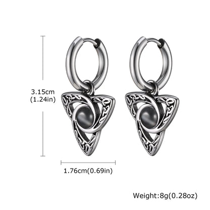 Geometric Triangle Earrings for Men | Viking Natural Stone Huggies Hoop Earrings
