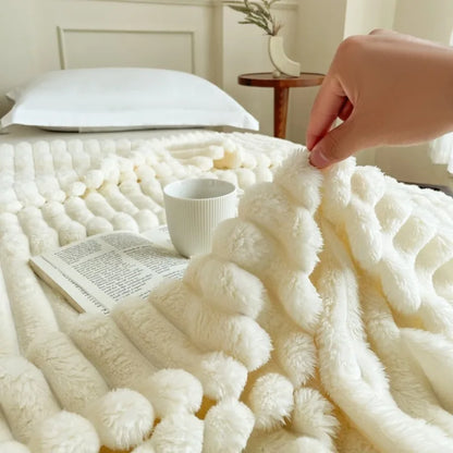 Solid  Colour Tutu Fleece Drawn Blanket Double-sided Flannel Multifunctional Leisure Blanket Office Lunch Break Blanket