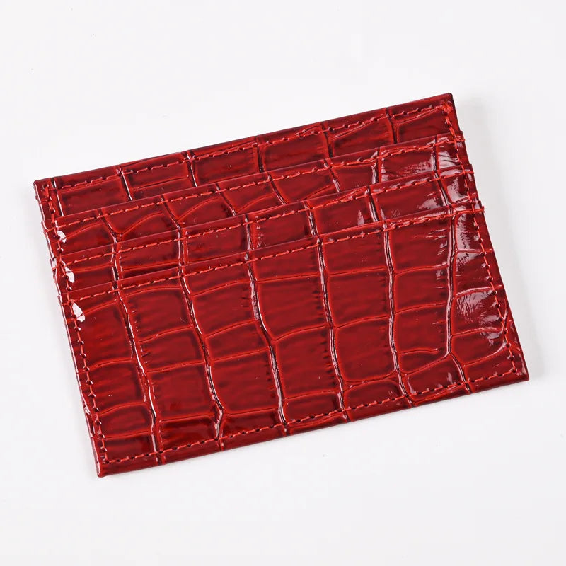 Crocodile Candy Color PU Leather Slim Credit Card Holder | Compact Wallet for Women and Men