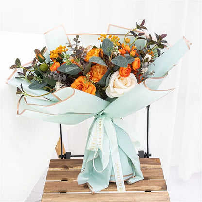 Golden Border Rose Wrapping Paper 5 Pack | Half Transparent Korean Style Gift Packing