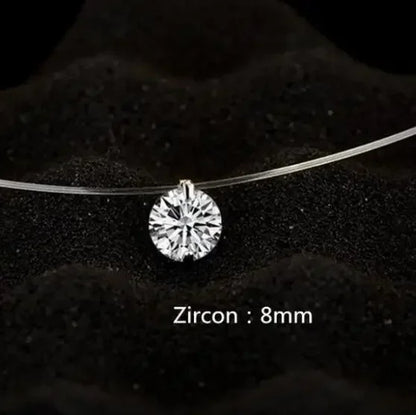 1ct Moissanite Diamond S925 Sterling Silver Invisible Transparent Fishing Line Clavicle Chain Necklace Women's Jewelry