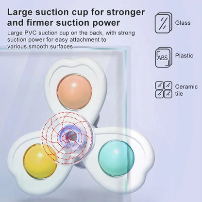 3 in 1 Suction Cups Spinning Top Toy For Baby Game Infant Teether Relief Stress Educational Rotating Rattle Bath Toys For Kids