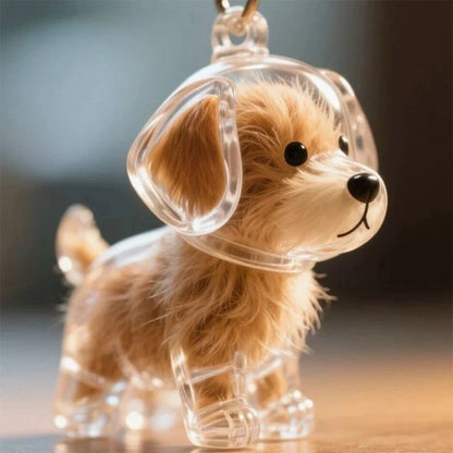 Clear Puppy Hair Memorial Keepsake Capsule | Pet Fur Display Keychain