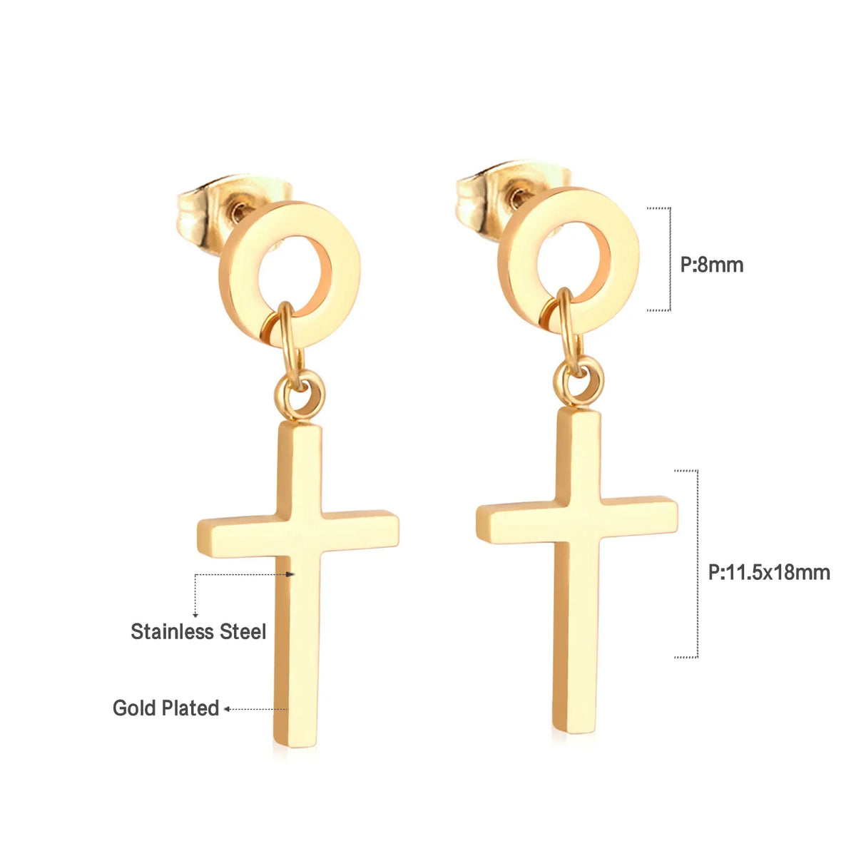 LUXUSTEEL Stainless Steel Cross Hoop Earrings | Colorful Fashion Jewelry for Women