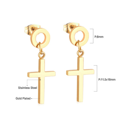 LUXUSTEEL Stainless Steel Cross Hoop Earrings | Colorful Fashion Jewelry for Women