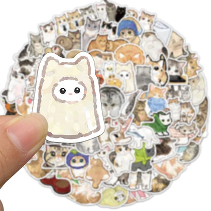 77/154/231 PCS Cartoon Cat Stickers Exquisite Animal Account Materials Phone Cases Laptop Luggage Waterproof Stickers
