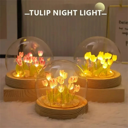 LED DIY Handmade Mini Tulip Night Light Materials Cute Home Decor Birthday Gift For Girl Family Friend Child Christmas Ornament