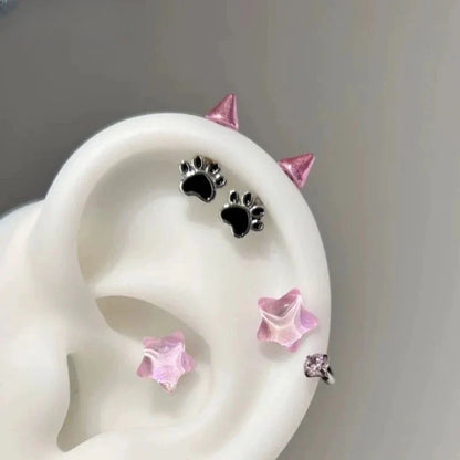 Cat Paw Devil Stud Earrings | Gothic Y2K Punk Earring Accessory