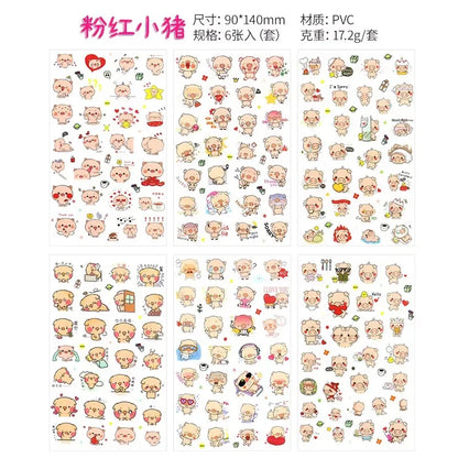 6Pcs Waterproof Cartoon Sticker Set | Cute DIY Decals for Laptops, Phones, and Planners