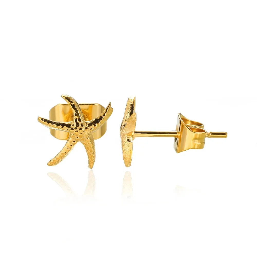 Vintage Summer Starfish Stainless Steel Stud Earrings For Women Simple Star Shell Earrings Stud Ocean Party Jewelry Gift 2025
