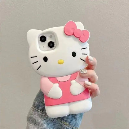 Bowknot Kitty Cat 3D Silicone Soft Phone Case For iPhone 17 Pro Max 16 15 14 Plus 13 Mini 12 11 7 8 4 4S 5 5S X XR SE